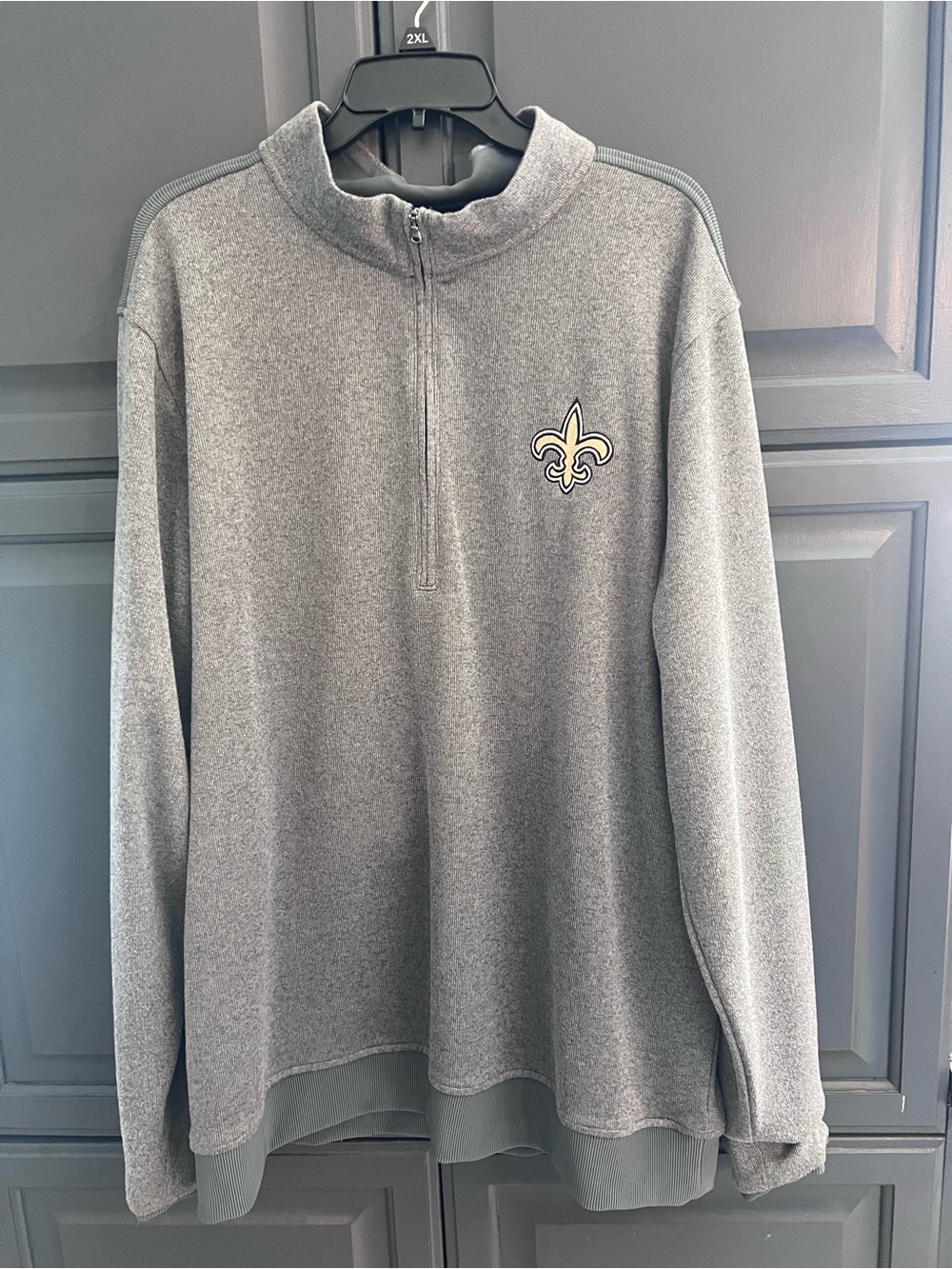 Saints Under Armour Men's Gray Quarter-Zip Pullover with Fleur-de-Lis Logo